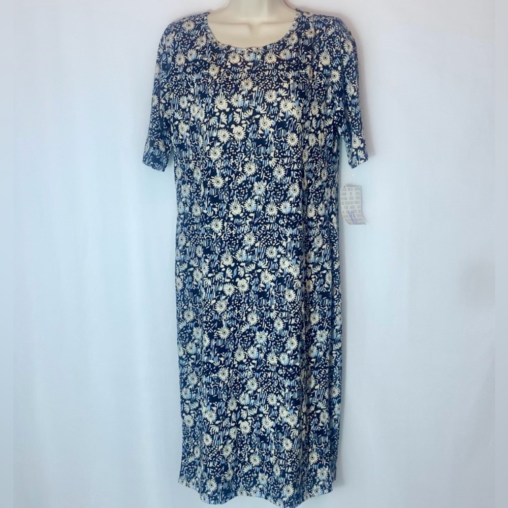 Brand New LuLaRoe Black, White and Light Blue Floral Dress XL